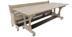 Hoogzit tafel L220 x B80 cm grey craft oak met 1 bank Tangara Groothandel voor de Kinderopvang Kinderdagverblijfinrichting